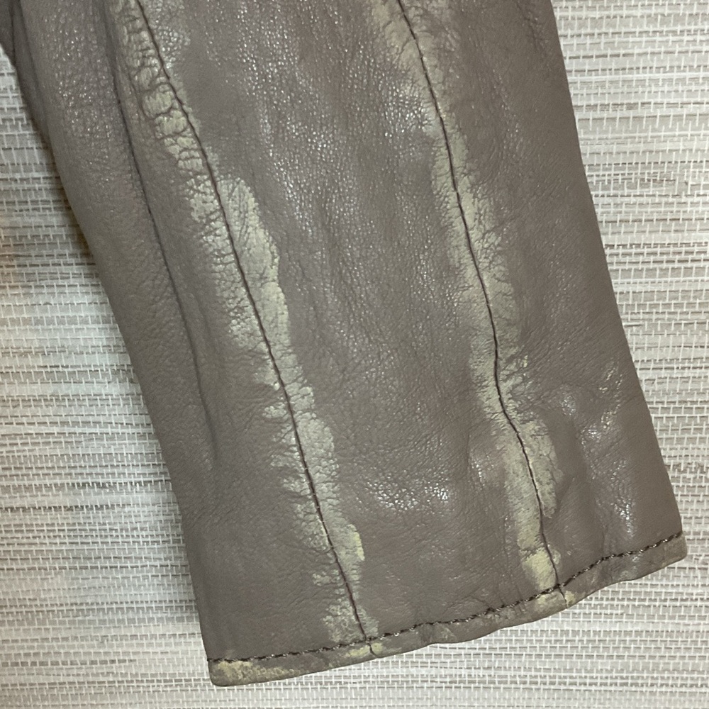 Women's Mauritius Sofia RF Lambskin Leather Biker Moto Jacket Distressed Grey 8 - Picture 5 of 16